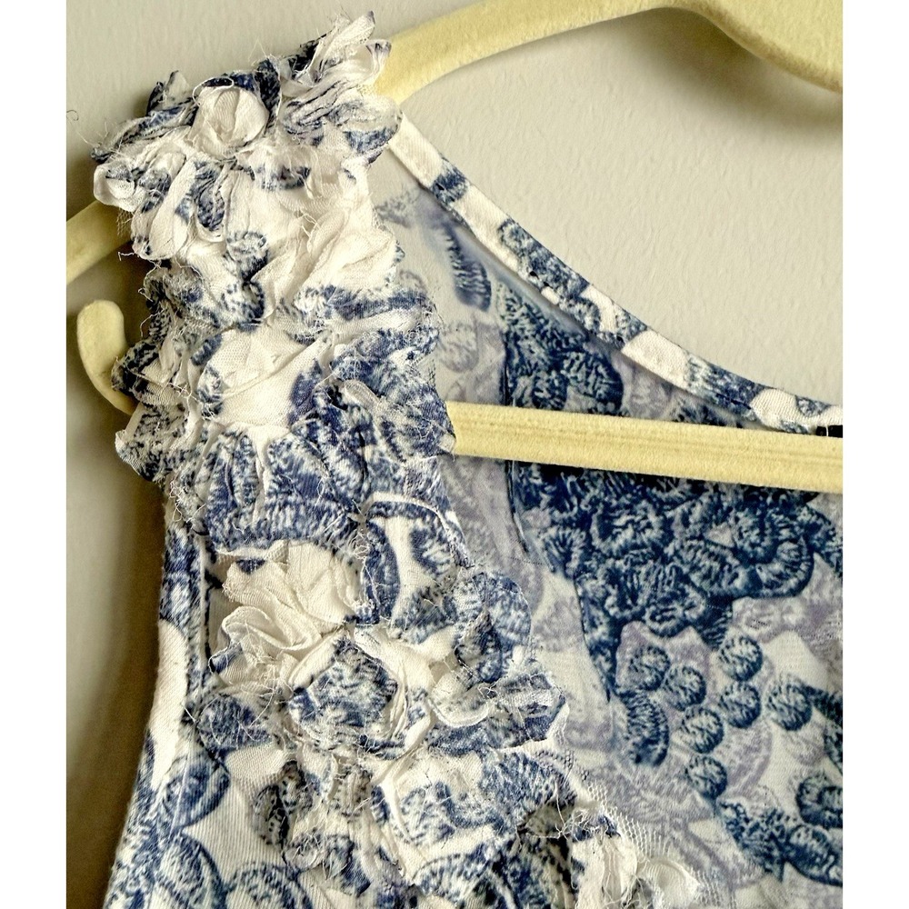 ESPRESSO Y2K Babydoll Tank Top L Lace Blue Floral Camisole Boho Cottage Fairy - Picture 8 of 12